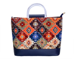 Hand Bag - color block Navy